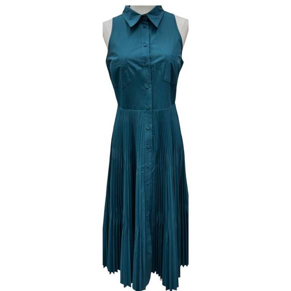 BEATRICE .B Dresses & Skirts - NEW BEATRICE .B women's pleated cotton poplin dress in teal